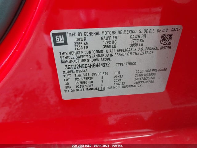 3GTU2NEC4HG444372 GMC Sierra 1500 Slt