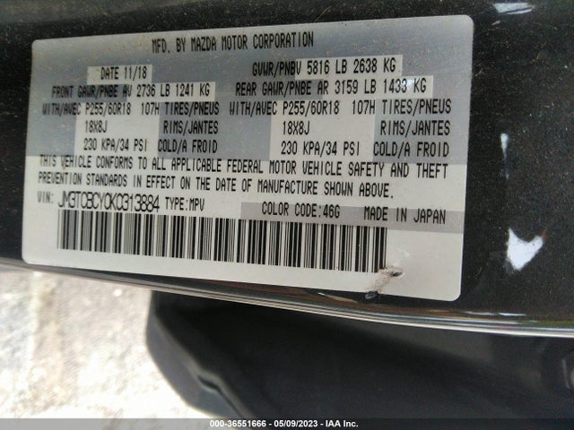 Mazda Cx-9 Touring 2019 JM3TCBCY0K0313884 Image 10