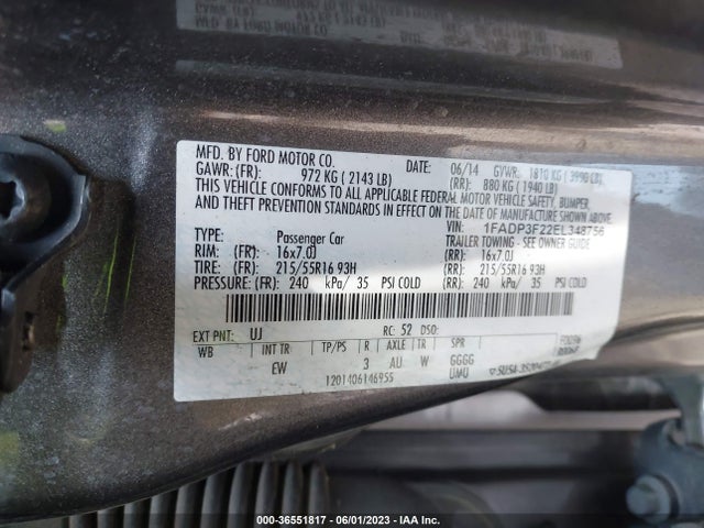 Ford FOCUS SE 2014 1FADP3F22EL348756 Image 9