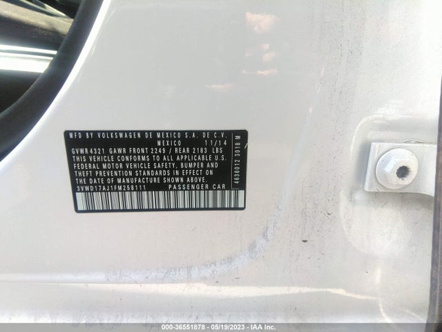 3VWD17AJ1FM258111 Volkswagen Jetta Sedan 1.8t Se