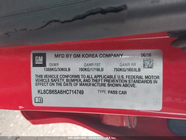 Chevrolet SPARK LS 2017 KL8CB6SA6HC714749 Image 9