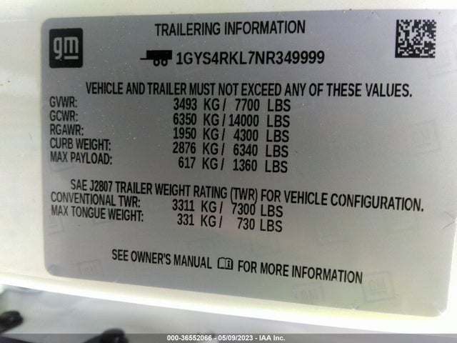 1GYS4RKL7NR349999 Cadillac Escalade Esv Sport Platinum