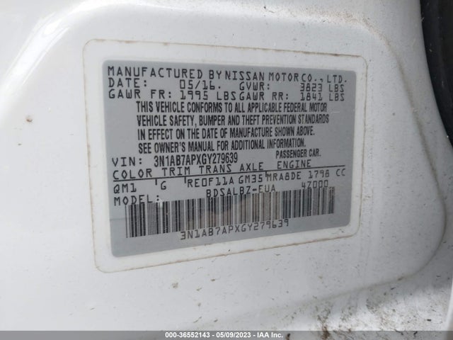 Nissan SENTRA S 2016 3N1AB7APXGY279639 Image 9