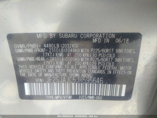 JF2SJAJC5JH595646 Subaru Forester Limited