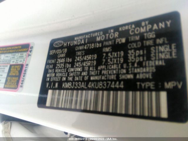 KM8J33AL4KU837444 Hyundai Tucson Sport
