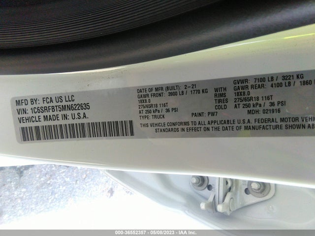 1C6SRFBT5MN622635 RAM 1500 Big Horn