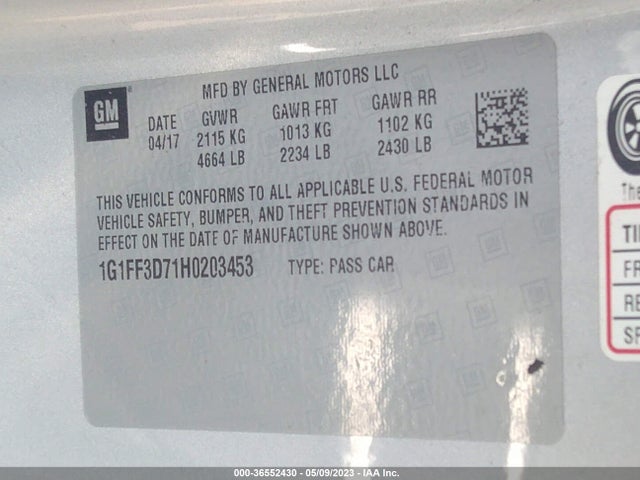 Chevrolet Camaro 1ss 2017 1G1FF3D71H0203453 Image 9