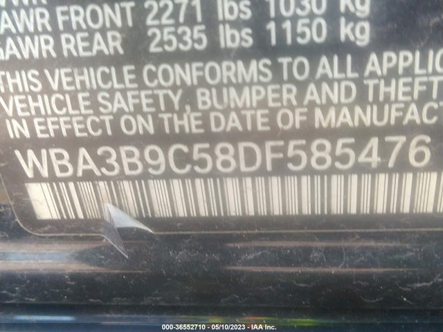 2013 BMW 3 SERIES 335I XDRIVE VIN: WBA3B9C58DF585476