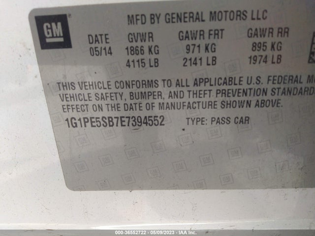 Chevrolet Cruze 2lt 2014 1G1PE5SB7E7394552 Image 10
