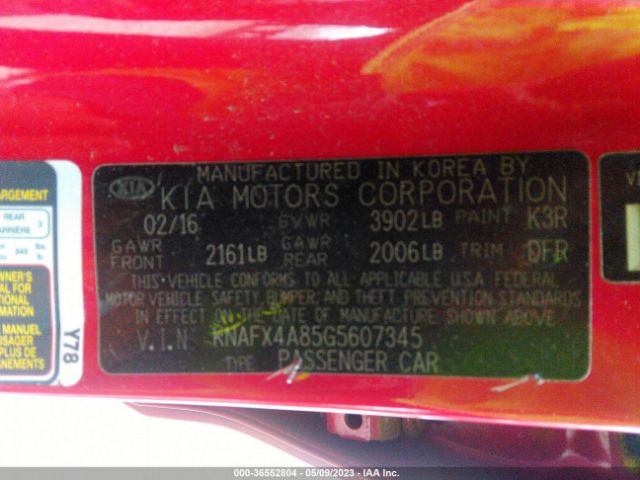 KNAFX4A85G5607345 KIA FORTE EX
