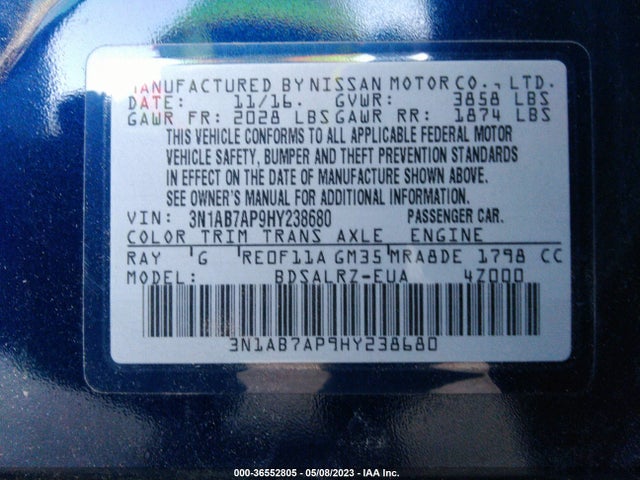 Nissan SENTRA SR 2017 3N1AB7AP9HY238680 Image 9