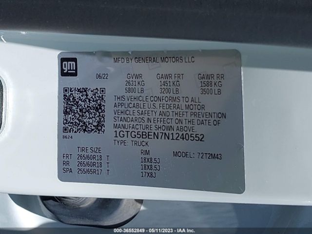 1GTG5BEN7N1240552 GMC Canyon 2wd Elevation Standard
