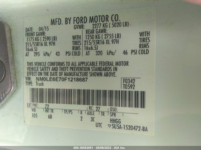 Ford Transit Connect Xl 2015 NM0LE6E70F1218687 Image 10
