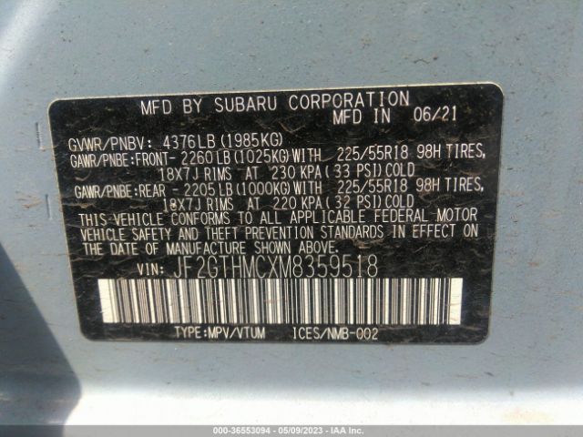 JF2GTHMCXM8359518 Subaru Crosstrek Limited