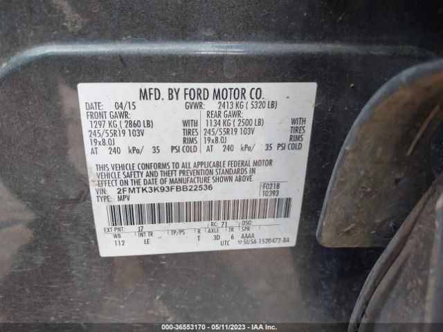 2FMTK3K93FBB22536 Ford Edge Titanium