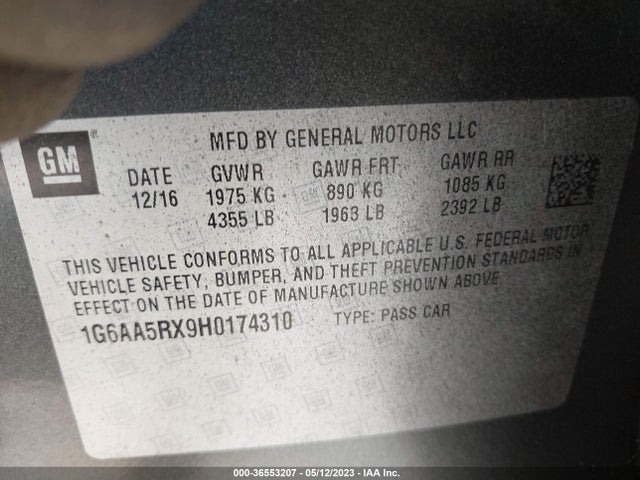 1G6AA5RX9H0174310 Cadillac Ats Sedan Rwd