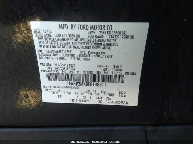Ford SEDAN POLICE INTERCEPTOR 2014 1FAHP2MK8EG148911 Image 10