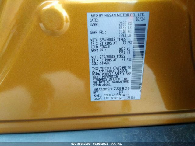 5N1AT2MT5FC785825 Nissan Rogue Sl