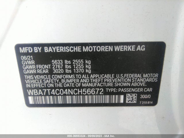 BMW 7 Series 740i Xdrive 2022 WBA7T4C04NCH56672 Image 9