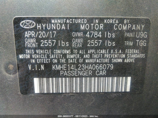 Hyundai SONATA PLUG-IN HYBRID 2017 KMHE14L23HA066079 Image 9
