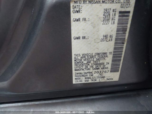 1N4AL3AP9HC203767 Nissan Altima 2.5 Sv
