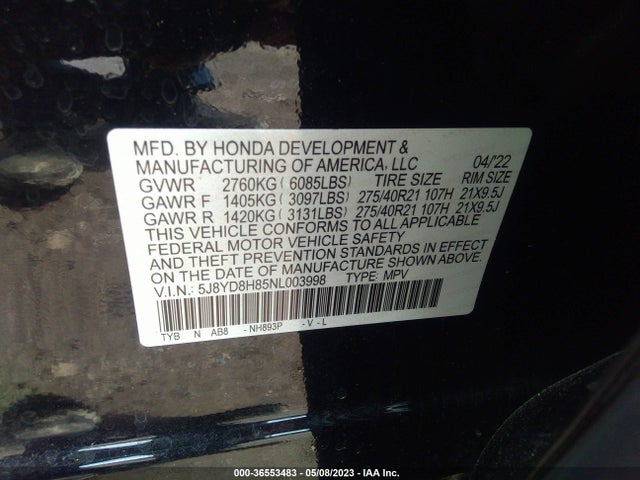 Acura Mdx Type S W/advance Package 2022 5J8YD8H85NL003998 Image 9