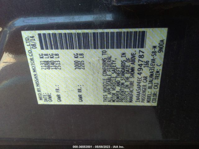 1N4AA5AP4EC494787 Nissan Maxima 3.5 Sv W/premium Pkg