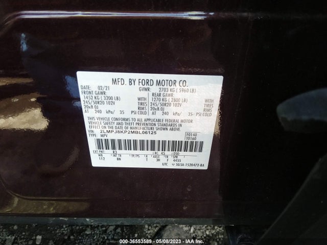 2021 Lincoln Nautilus, VIN: 2LMPJ8KP2MBL06125