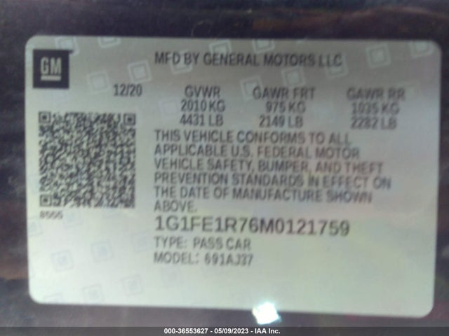 Chevrolet CAMARO LT1 2021 1G1FE1R76M0121759 Image 10