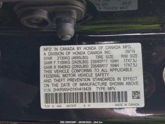 Honda CR-V LX 2019 2HKRW5H31KH418428 Image 9