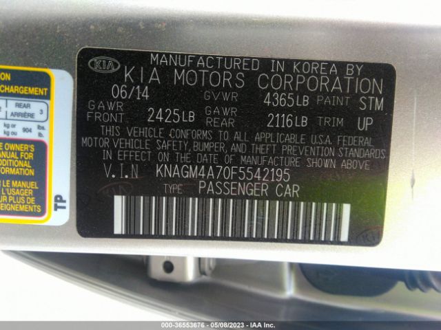 KNAGM4A70F5542195 KIA Optima Lx