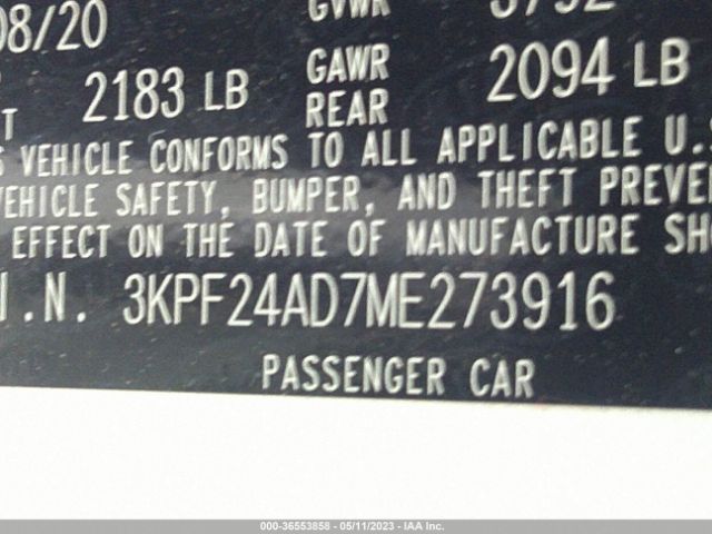 3KPF24AD7ME273916 KIA Forte Lxs