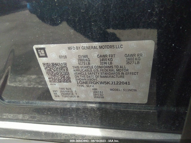 Chevrolet Traverse Lt Cloth 2019 1GNERGKW5KJ122041 Image 11
