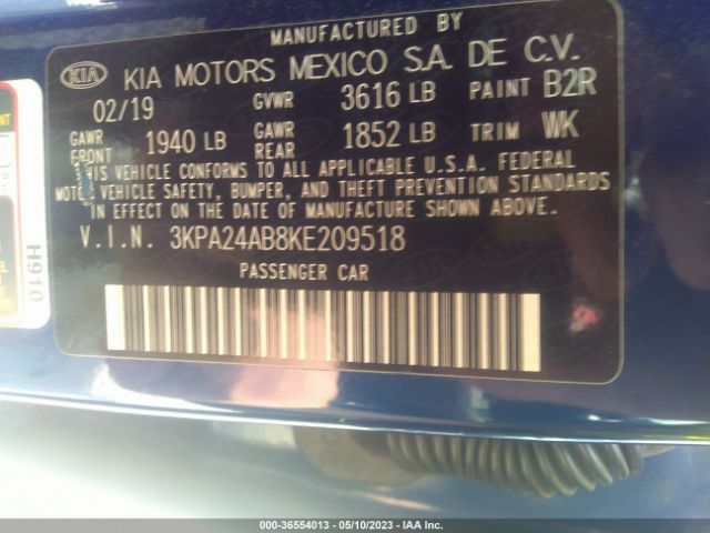 3KPA24AB8KE209518 KIA RIO S