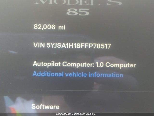 5YJSA1H18FFP78517 Tesla Model S Kwh Battery