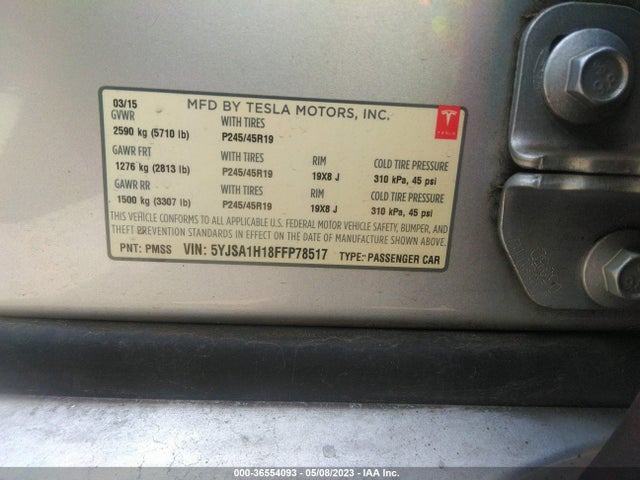 5YJSA1H18FFP78517 Tesla Model S Kwh Battery