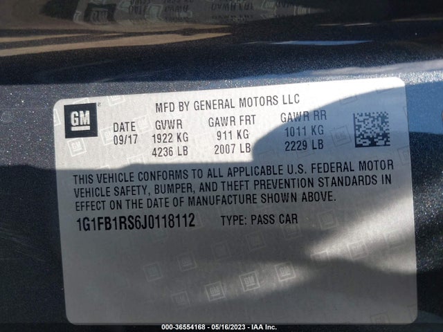 Chevrolet Camaro 1lt 2018 1G1FB1RS6J0118112 Image 11