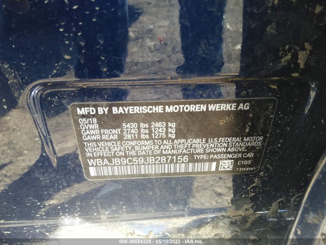 WBAJB9C59JB287156 BMW 5 Series M550i Xdrive