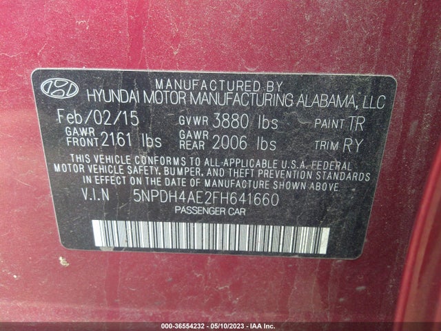 Hyundai ELANTRA SE 2015 5NPDH4AE2FH641660 Image 10