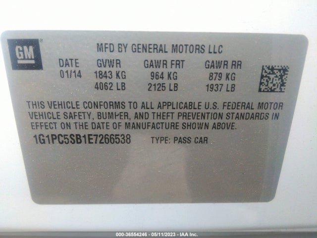 Chevrolet Cruze 1lt 2014 1G1PC5SB1E7266538 Image 9