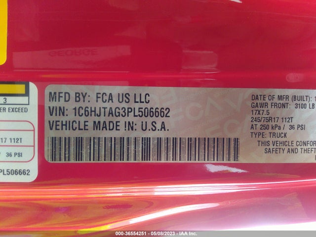 Jeep Gladiator Sport S 2023 1C6HJTAG3PL506662 Image 10