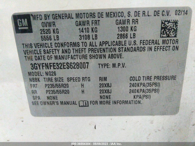 3GYFNFE32ES628007 Cadillac Srx Performance Collection