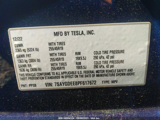 Tesla Model Y Long Range 2023 7SAYGDEE8PF617672 Image 10