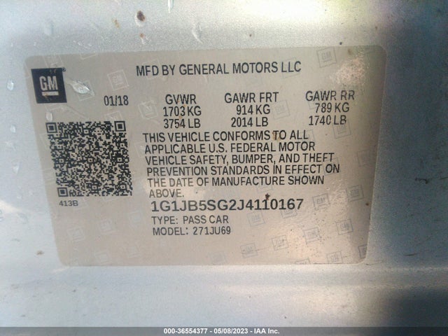Chevrolet Sonic Ls Auto 2018 1G1JB5SG2J4110167 Image 9