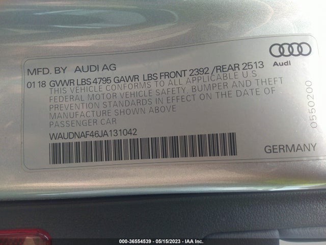 WAUDNAF46JA131042 Audi A4 Premium/tech Premium