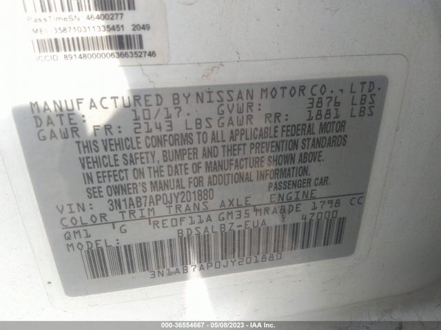 Nissan SENTRA S 2018 3N1AB7AP0JY201880 Image 9