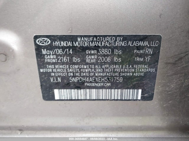 Hyundai ELANTRA SE 2014 5NPDH4AEXEH531759 Image 9