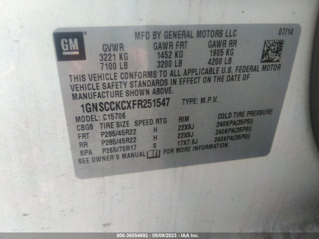 Chevrolet Tahoe Ltz 2015 1GNSCCKCXFR251547 Image 10
