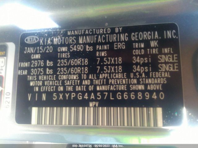 5XYPG4A57LG668940 KIA Sorento Lx V6