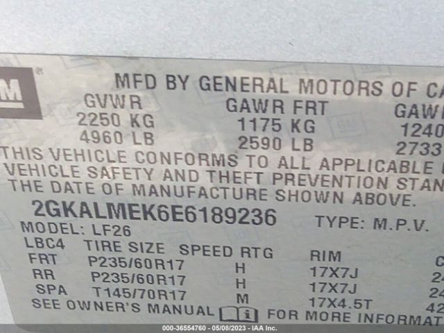 2GKALMEK6E6189236 GMC Terrain Sle